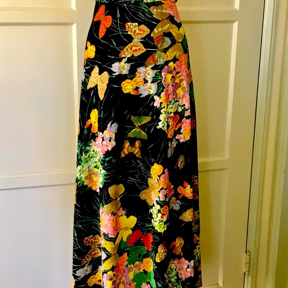 WOW MCM maxi butterfly bright print skirt primary colors BoHo, Garden party - Picture 3 of 10